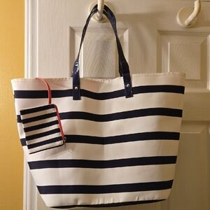 Navy and White Striped Tote Bag
